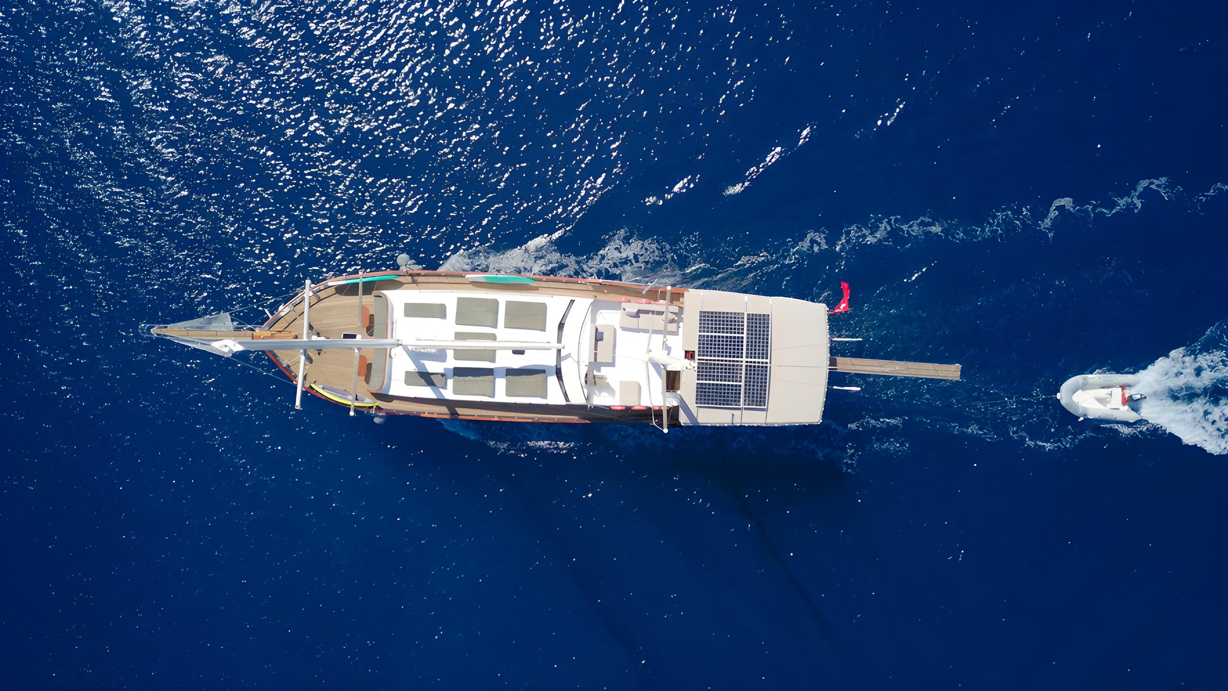 Vamos 1 gulet aerial view in Türkiye