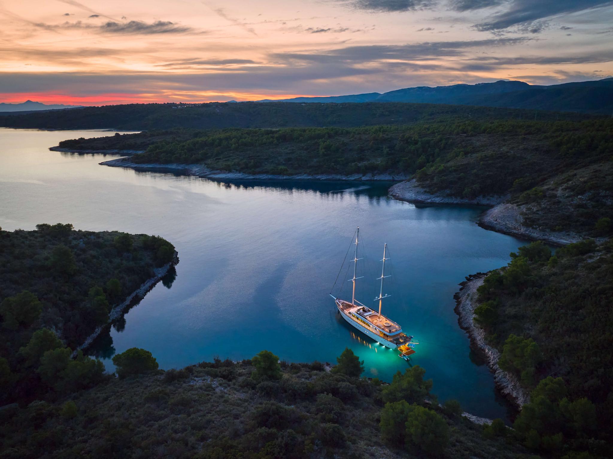 Love Story gulet aerial view in Croatia