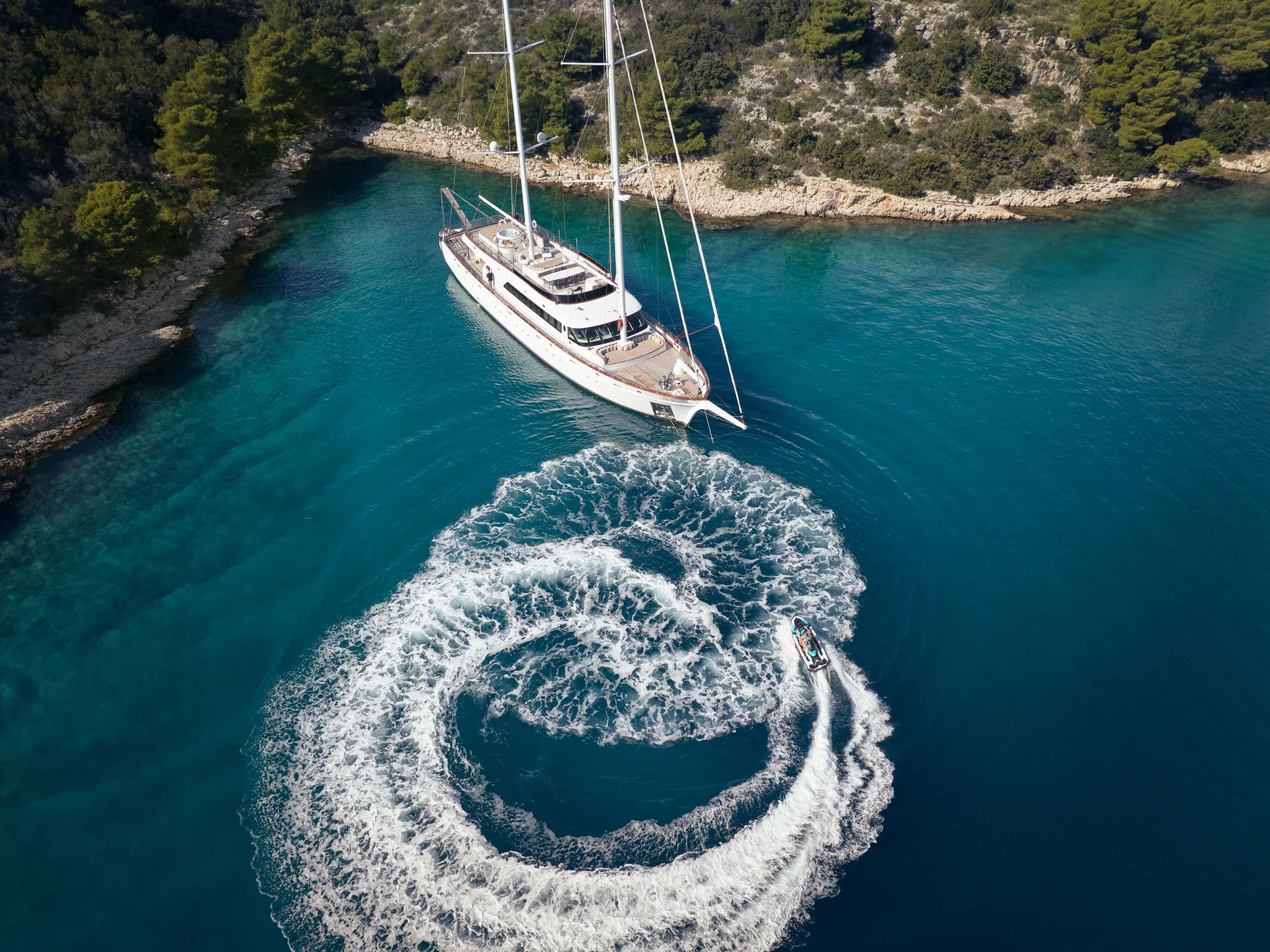 Love Story gulet aerial view in Croatia
