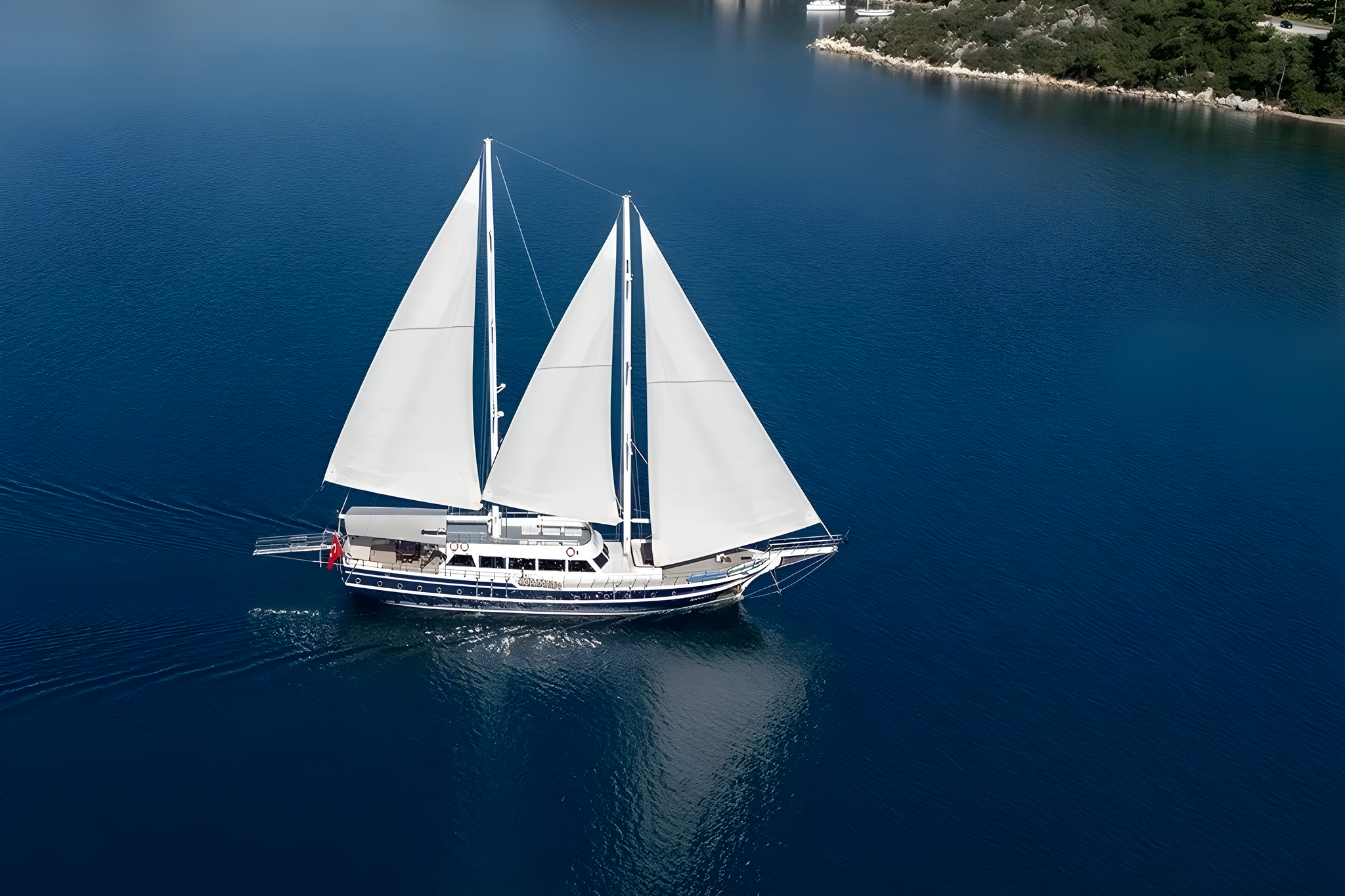 Sarayli 1 gulet aerial view in Türkiye