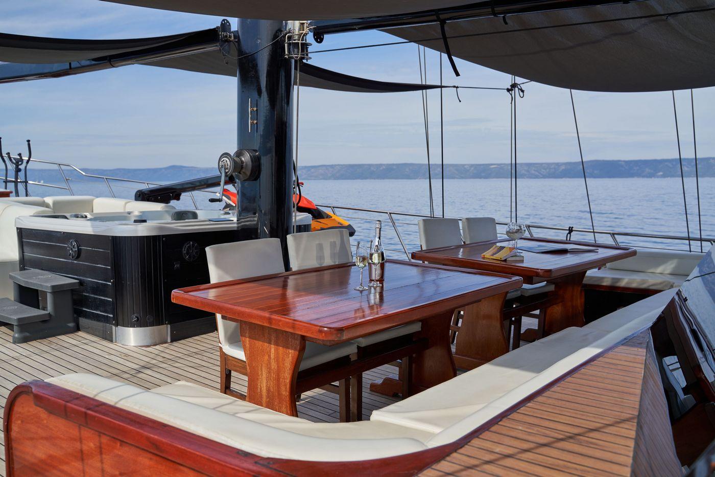 Stella Maris gulet amenities exterior deck in Croatia