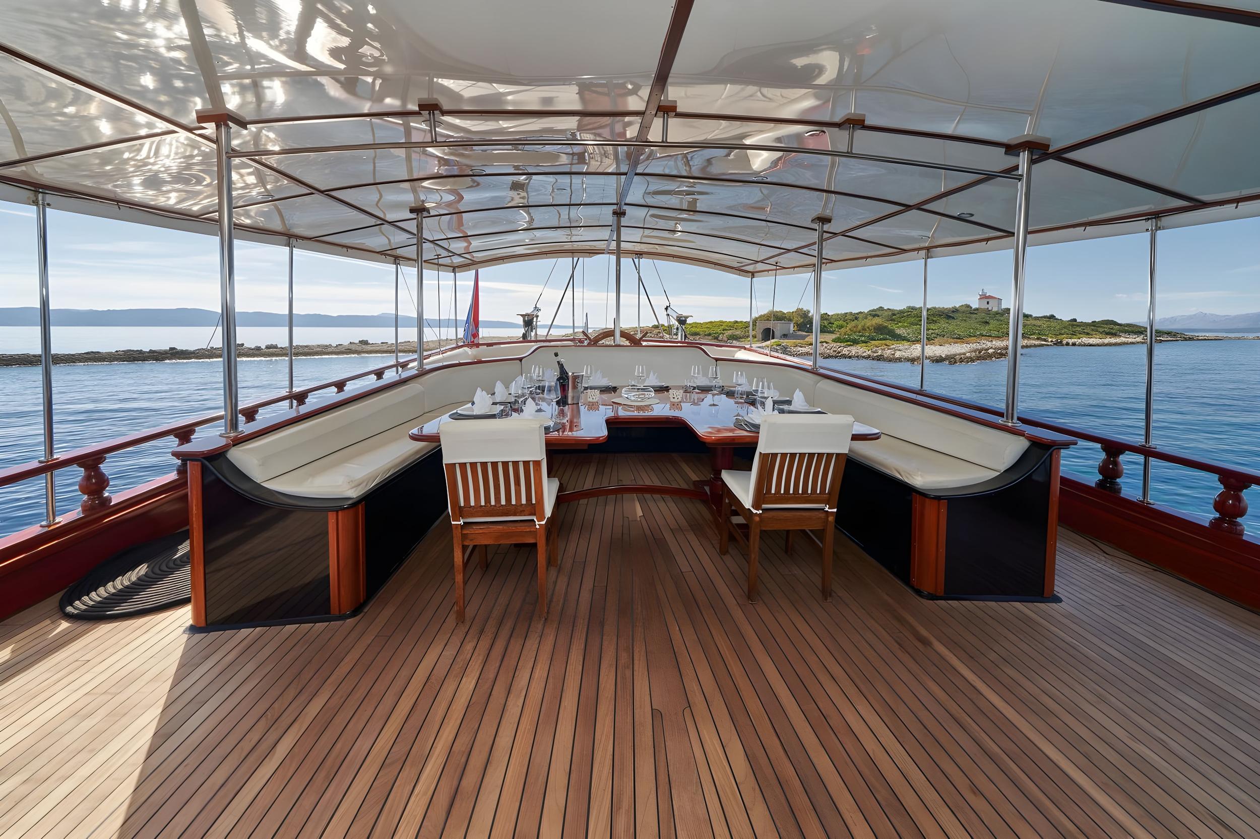 Stella Maris gulet amenities exterior deck in Croatia