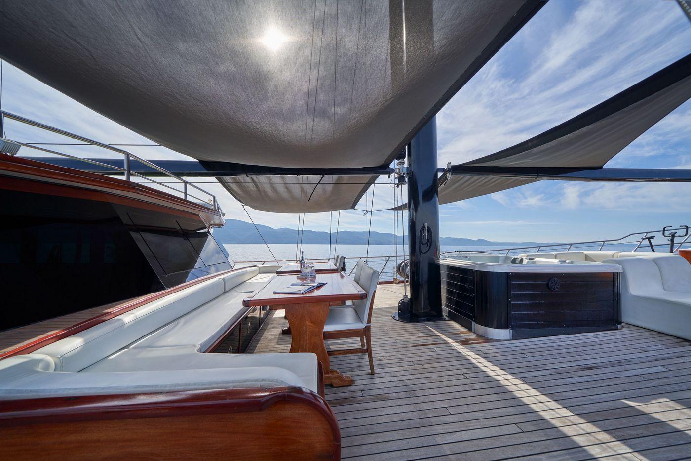 Stella Maris gulet amenities exterior deck in Croatia