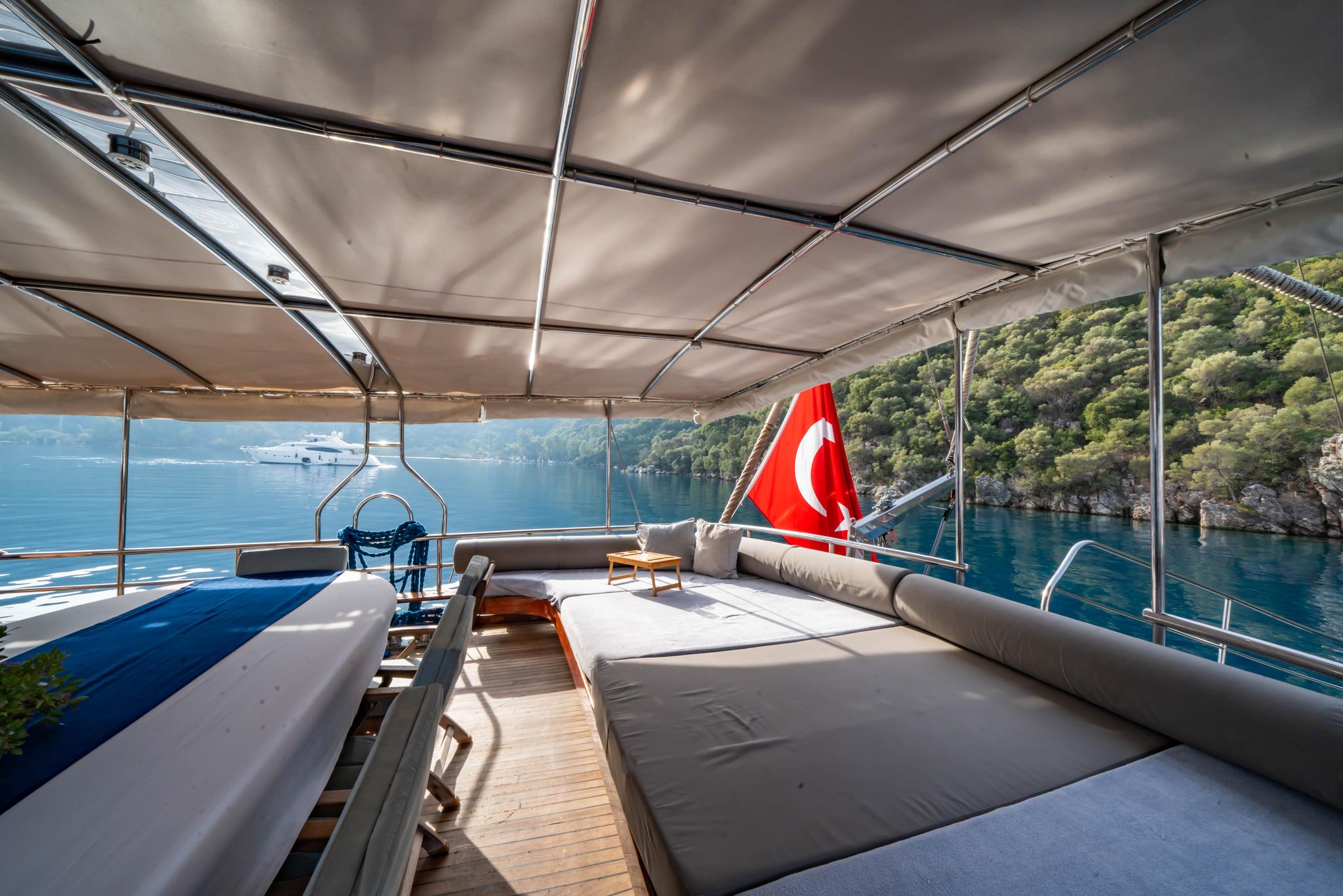 YUCE BEY gulet amenities exterior deck in Türkiye