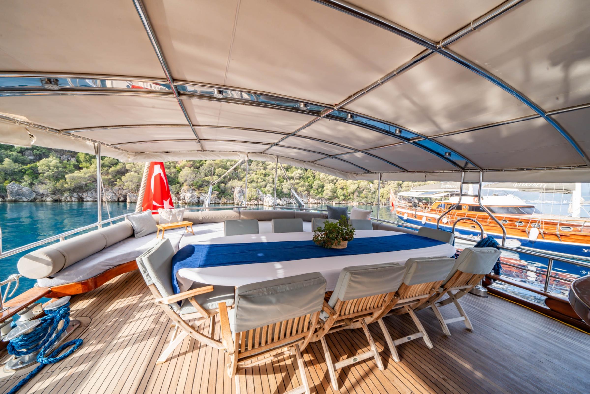 Yuce Bey gulet amenities exterior deck in Türkiye