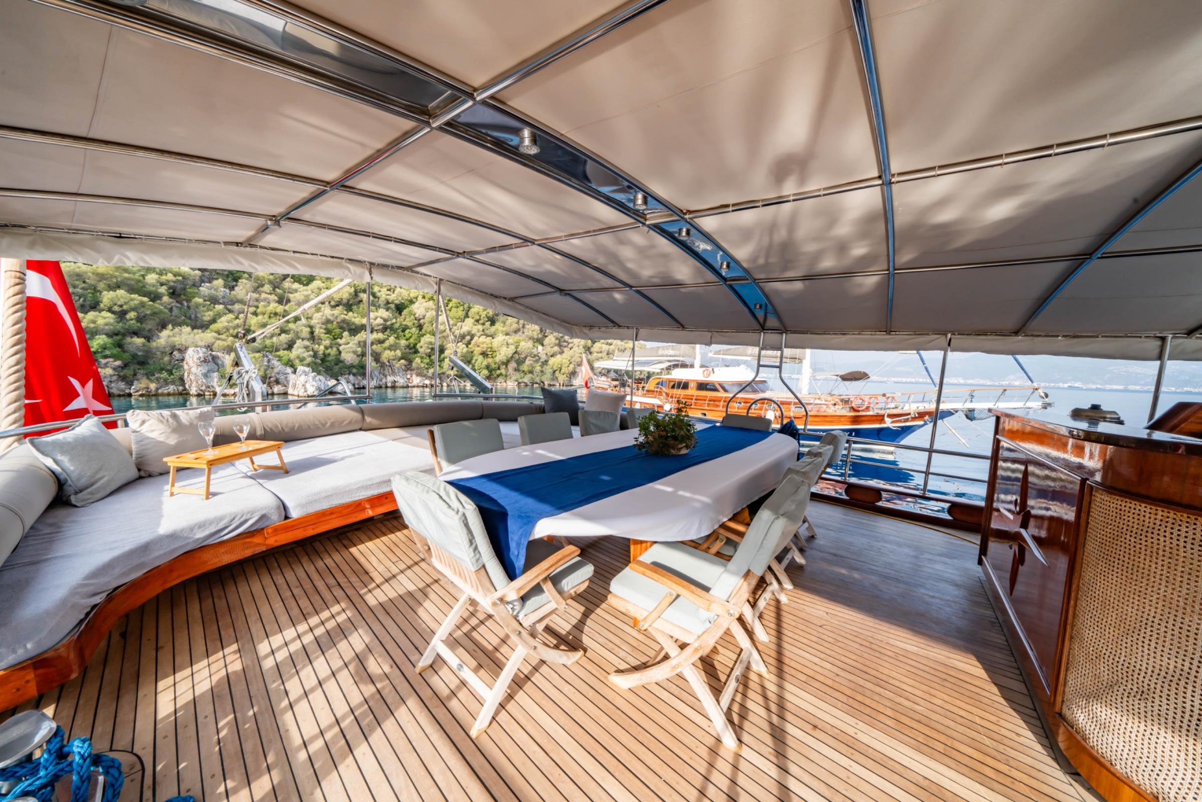 Yuce Bey gulet amenities exterior deck in Türkiye