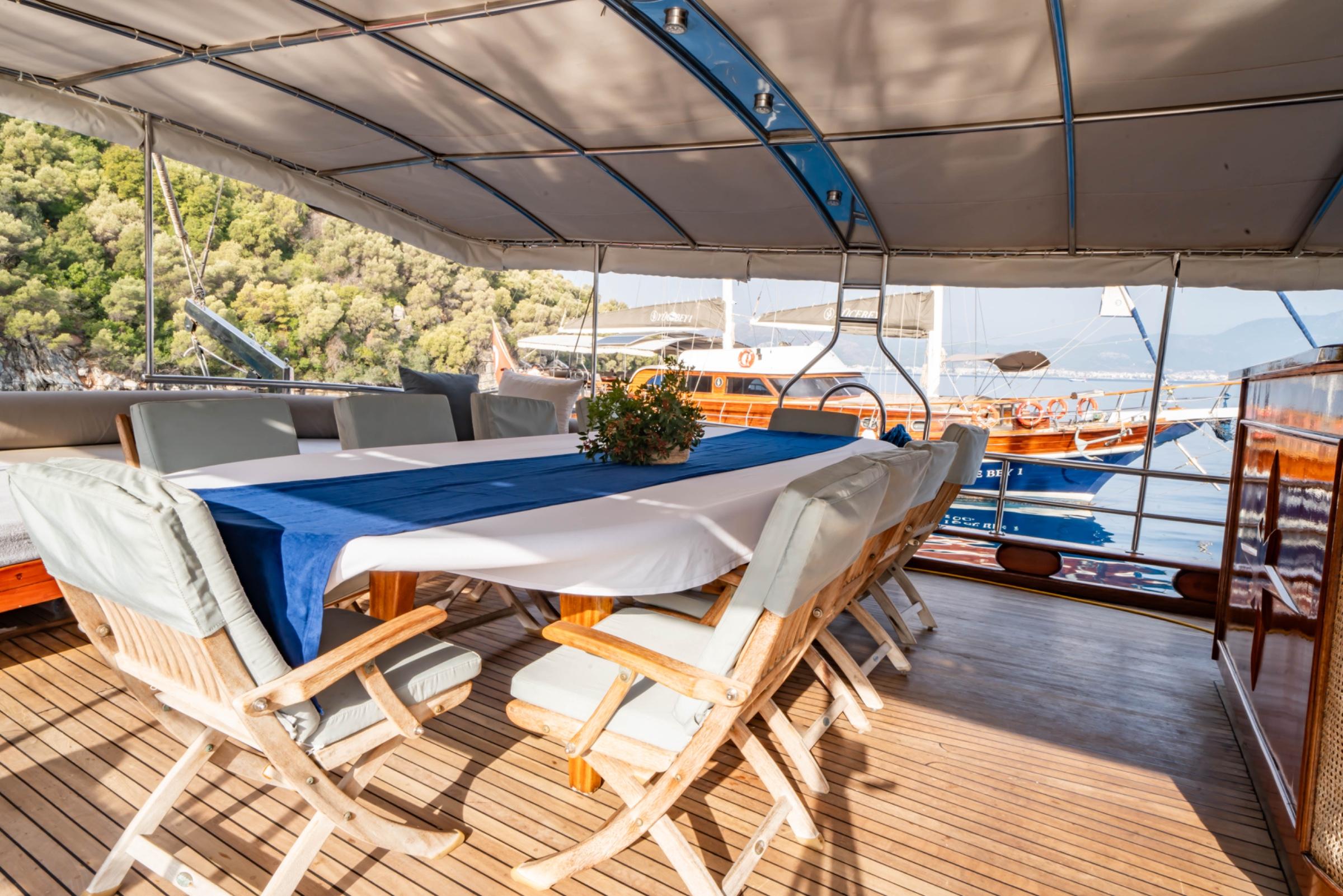 Yuce Bey gulet amenities exterior deck in Türkiye