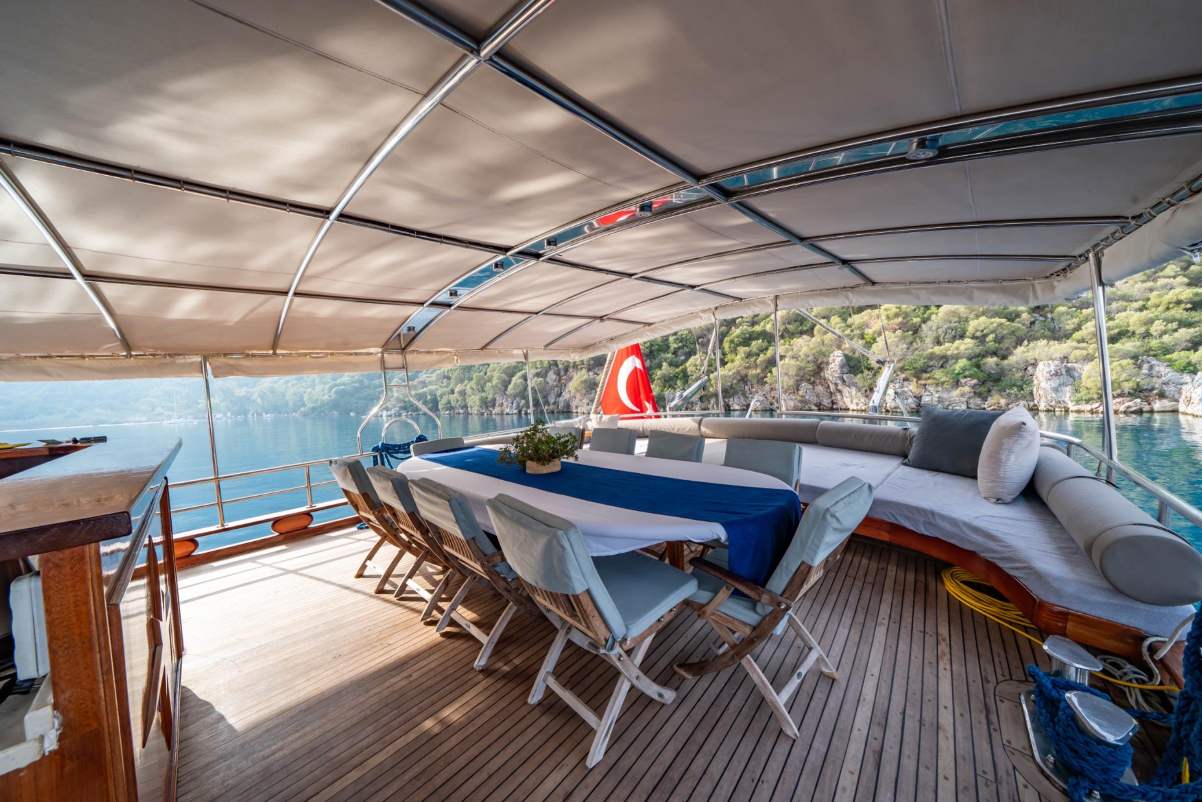 Yuce Bey gulet amenities exterior deck in Türkiye