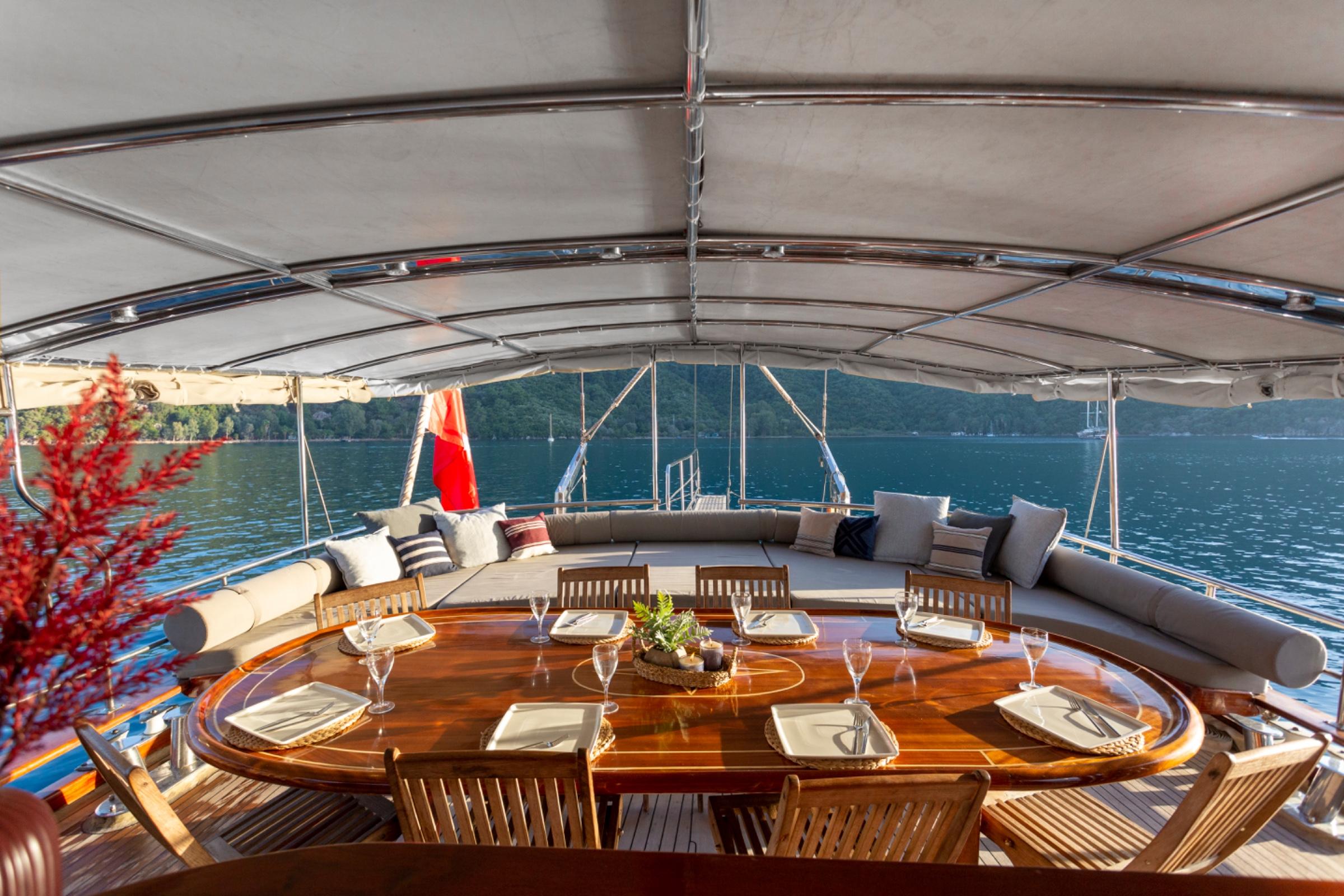Yuce Bey gulet amenities exterior deck in Türkiye