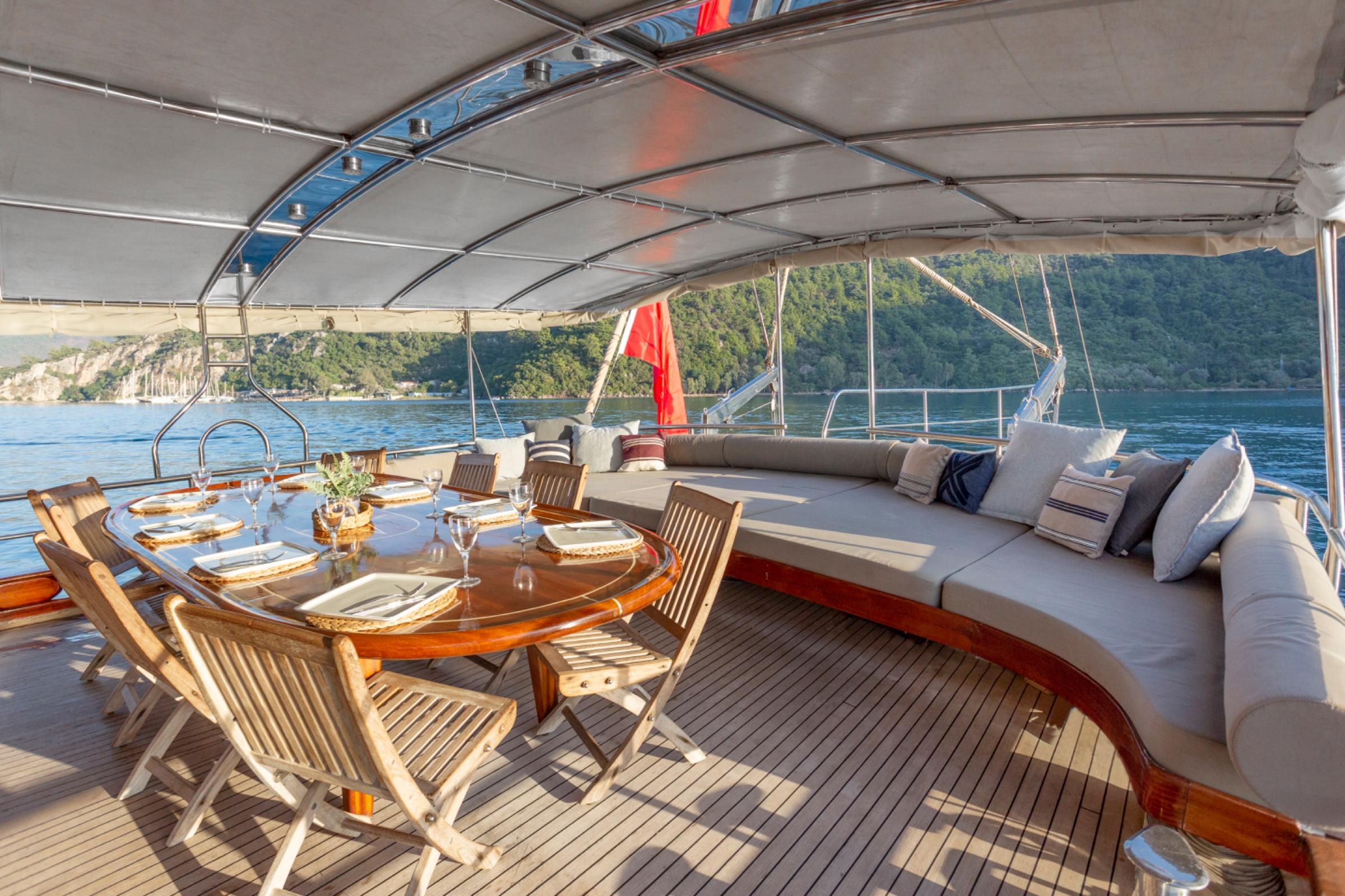 Yuce Bey gulet amenities exterior deck in Türkiye