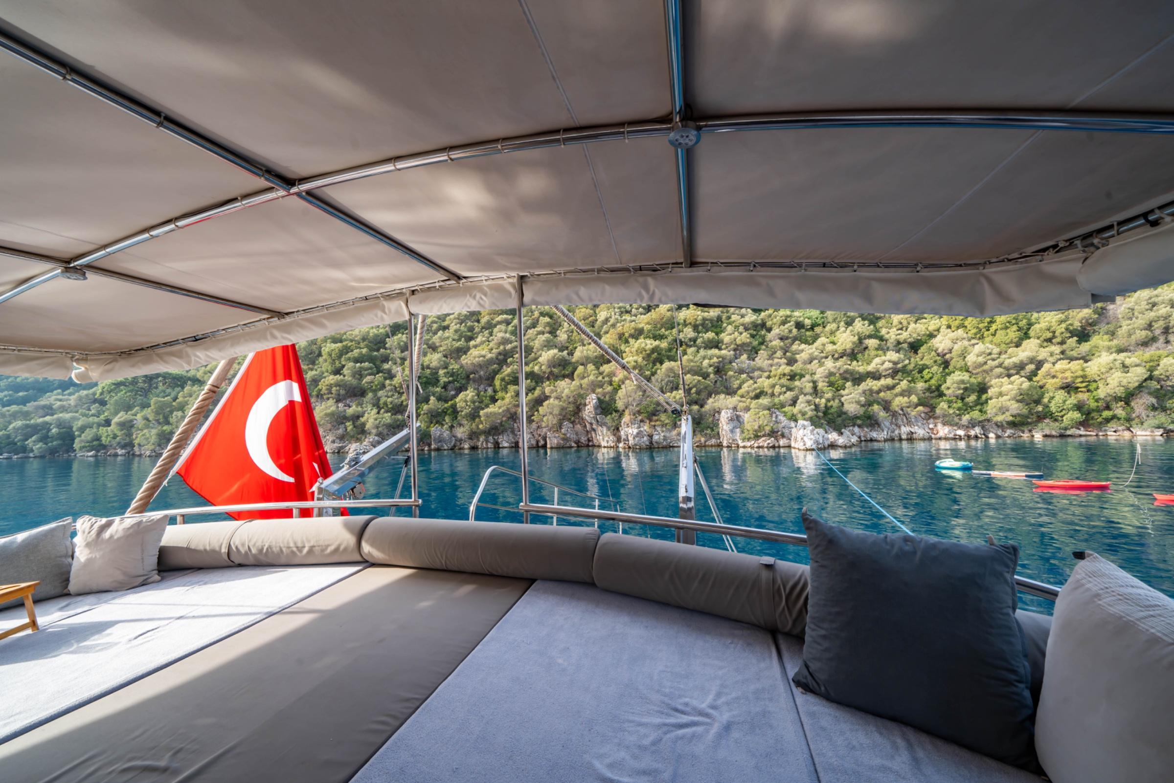 Yuce Bey gulet amenities exterior deck in Türkiye