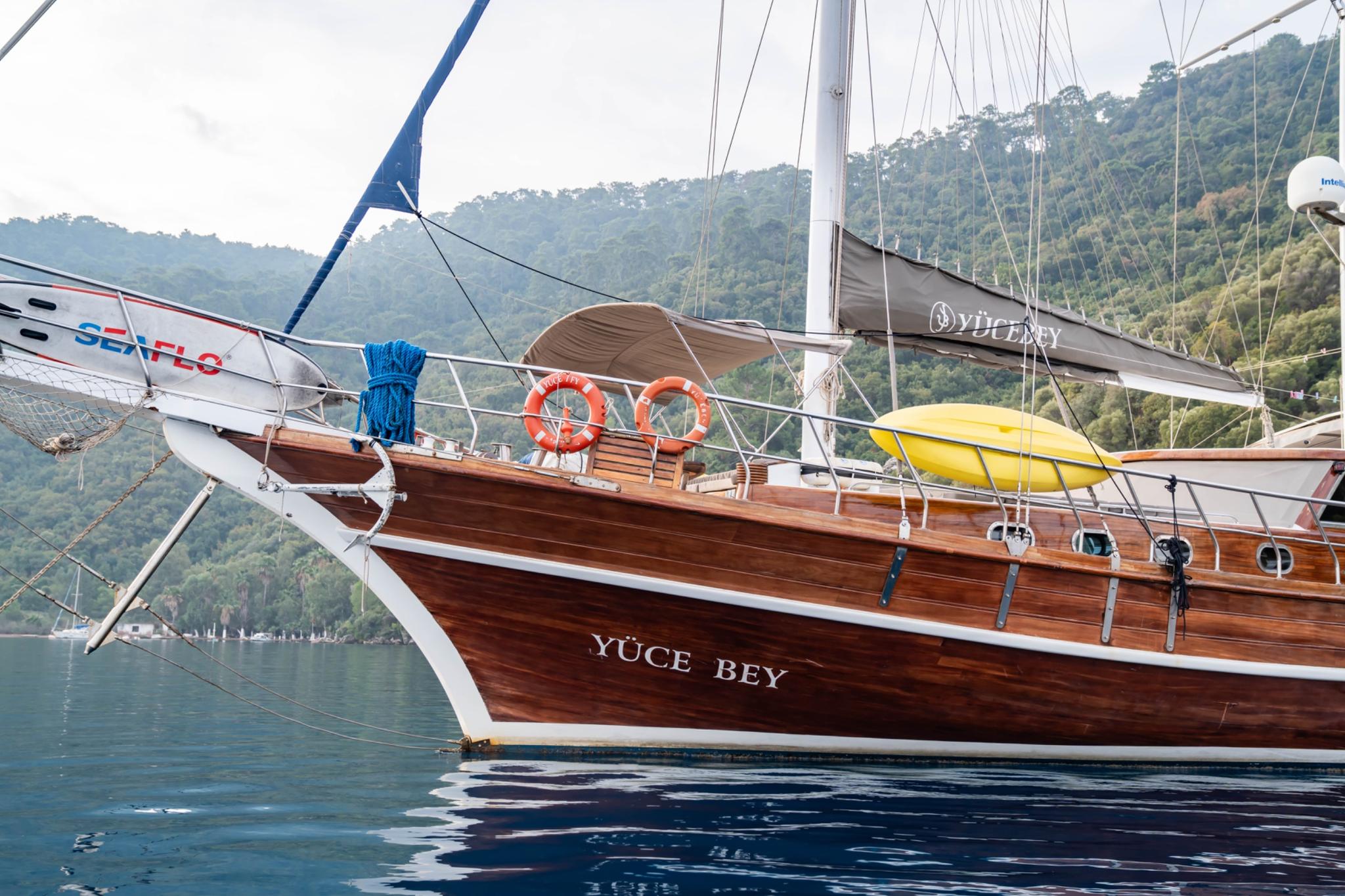 YUCE BEY gulet amenities aerial view in Türkiye