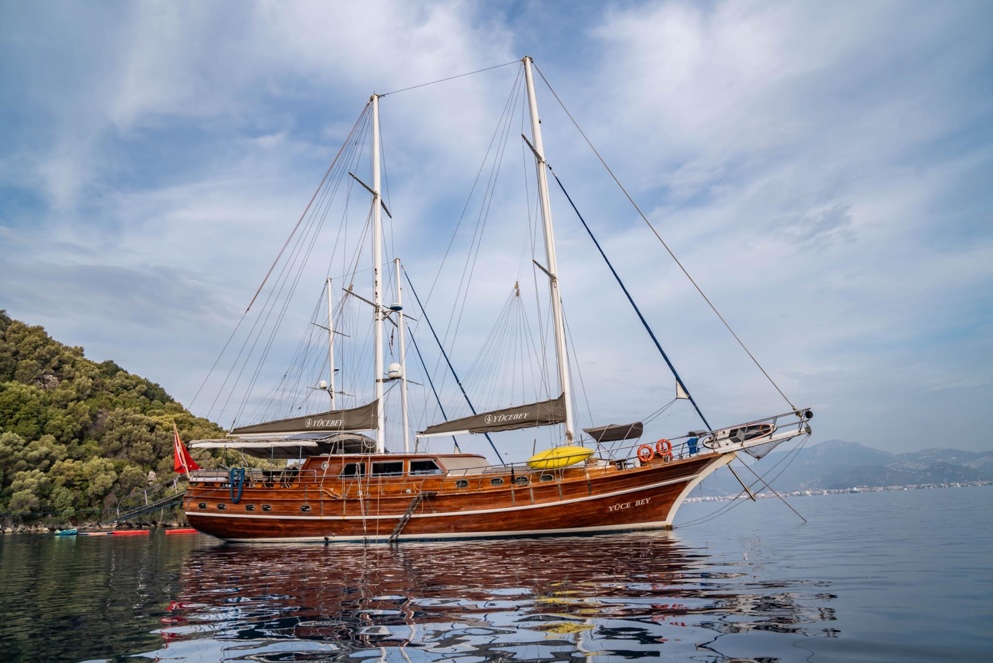 YUCE BEY gulet amenities aerial view in Türkiye