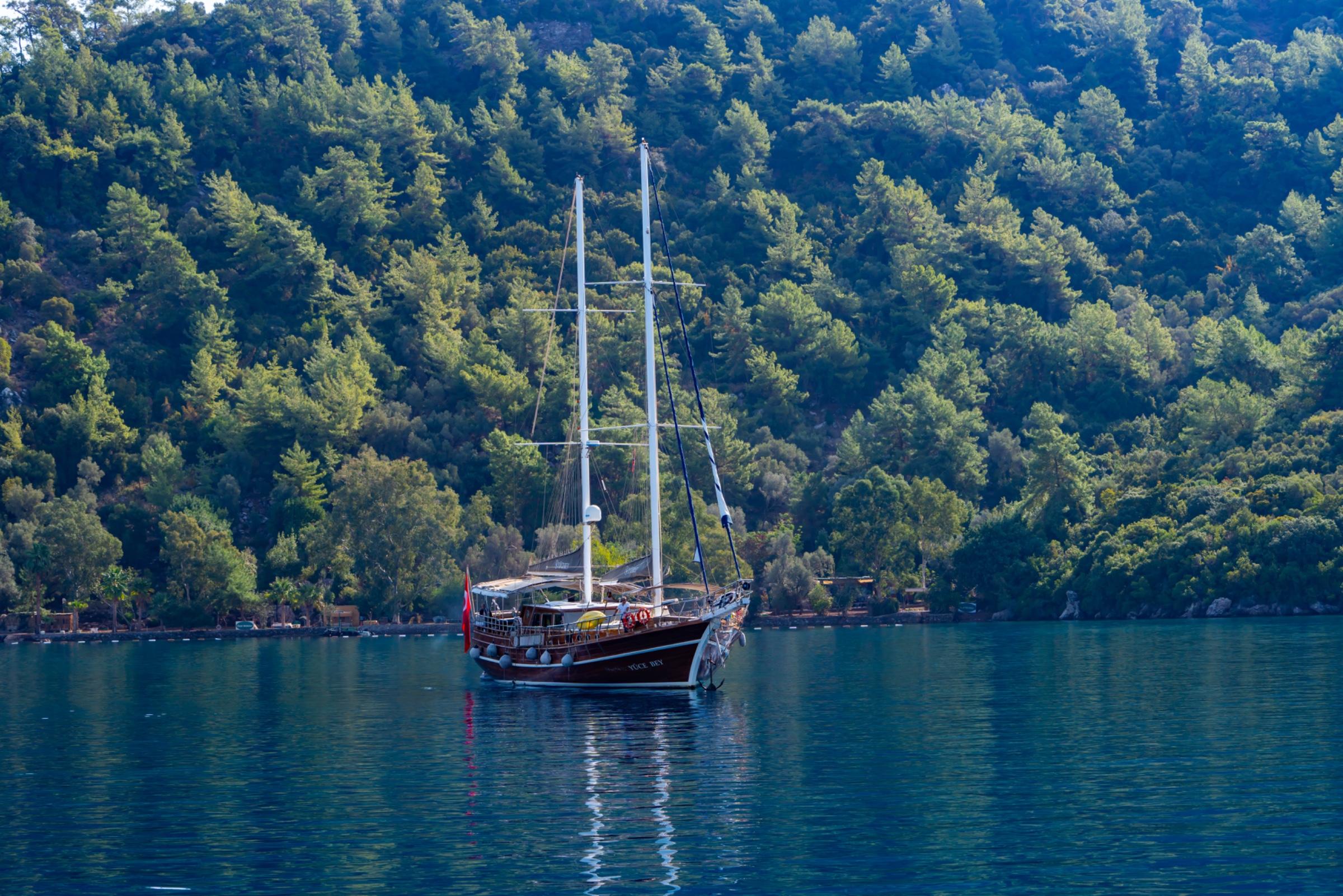 Yuce Bey gulet amenities aerial view in Türkiye