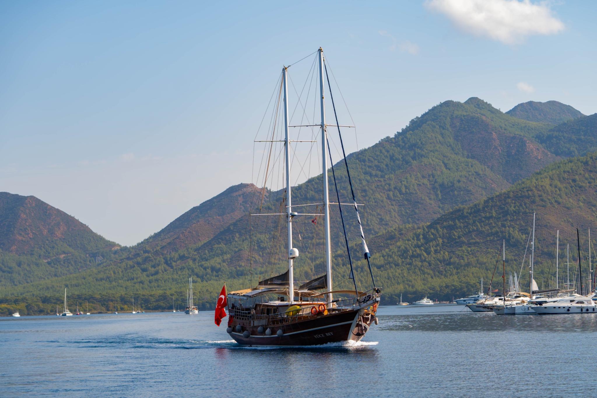 YUCE BEY gulet amenities aerial view in Türkiye