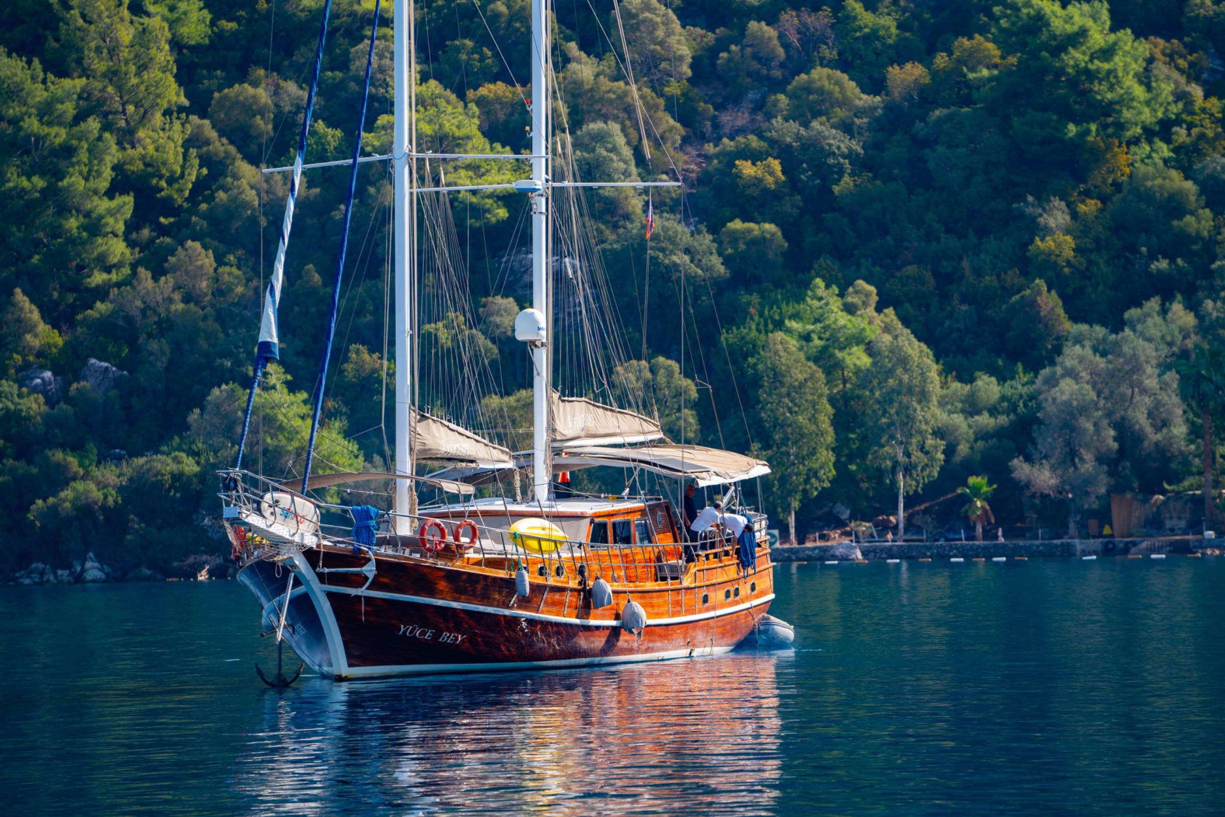 Yuce Bey gulet amenities aerial view in Türkiye