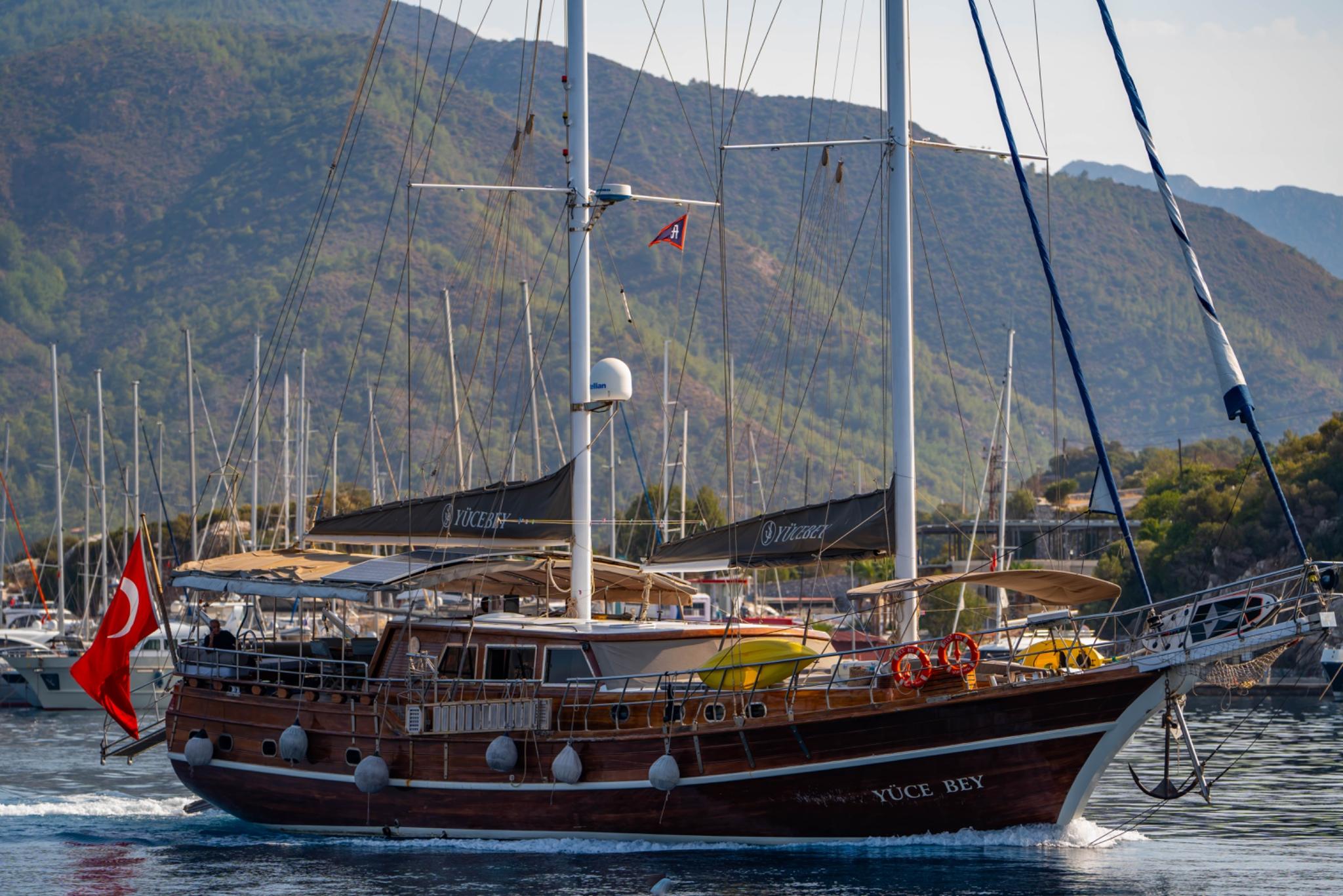 YUCE BEY gulet amenities aerial view in Türkiye
