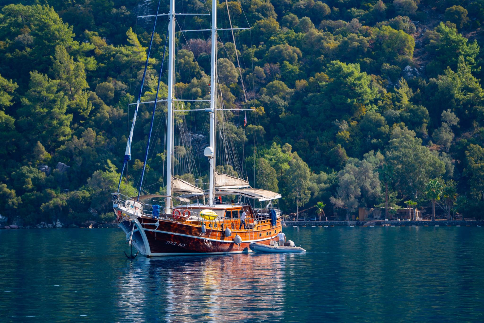 YUCE BEY gulet amenities aerial view in Türkiye