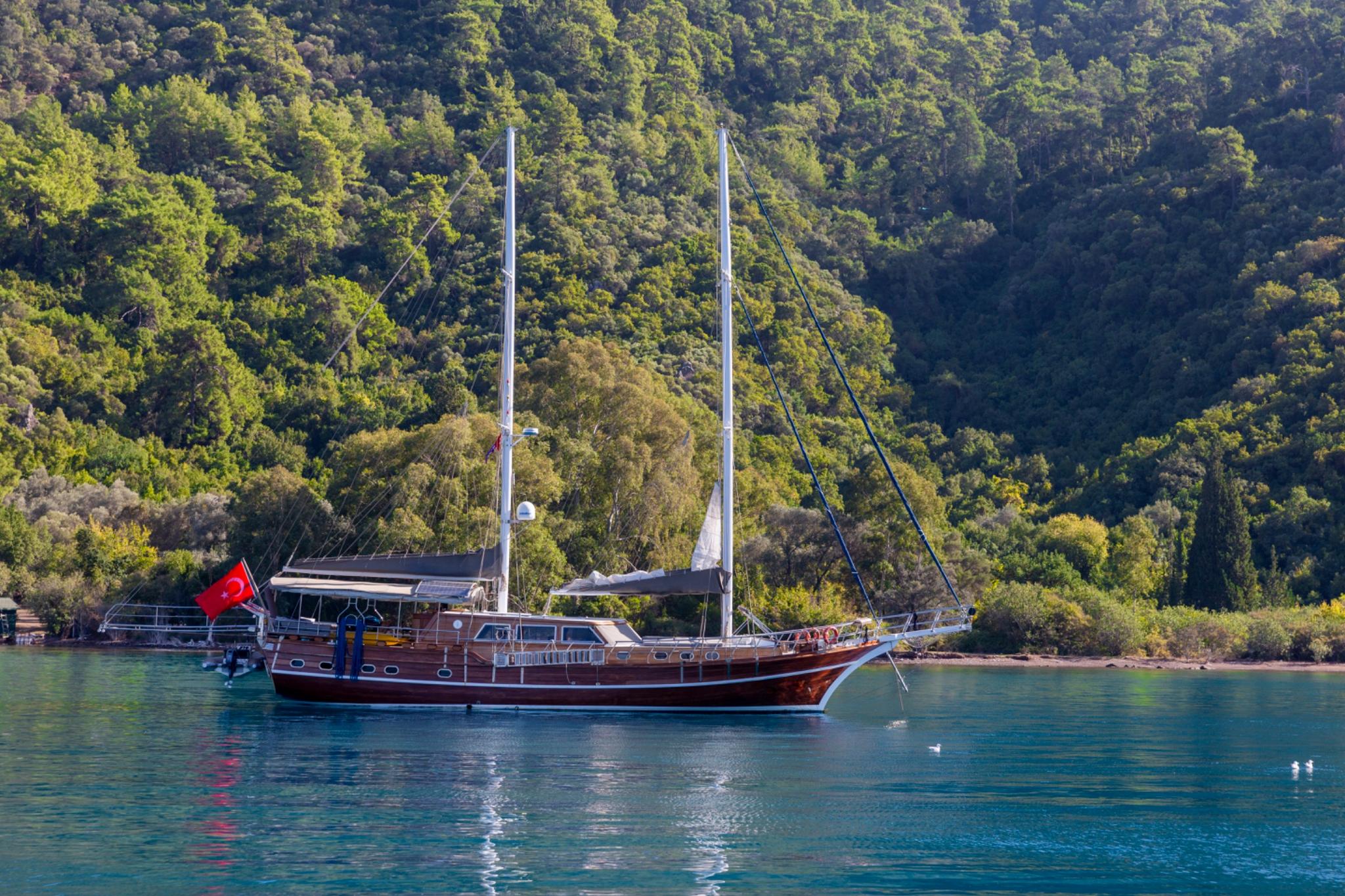 YUCE BEY gulet amenities aerial view in Türkiye