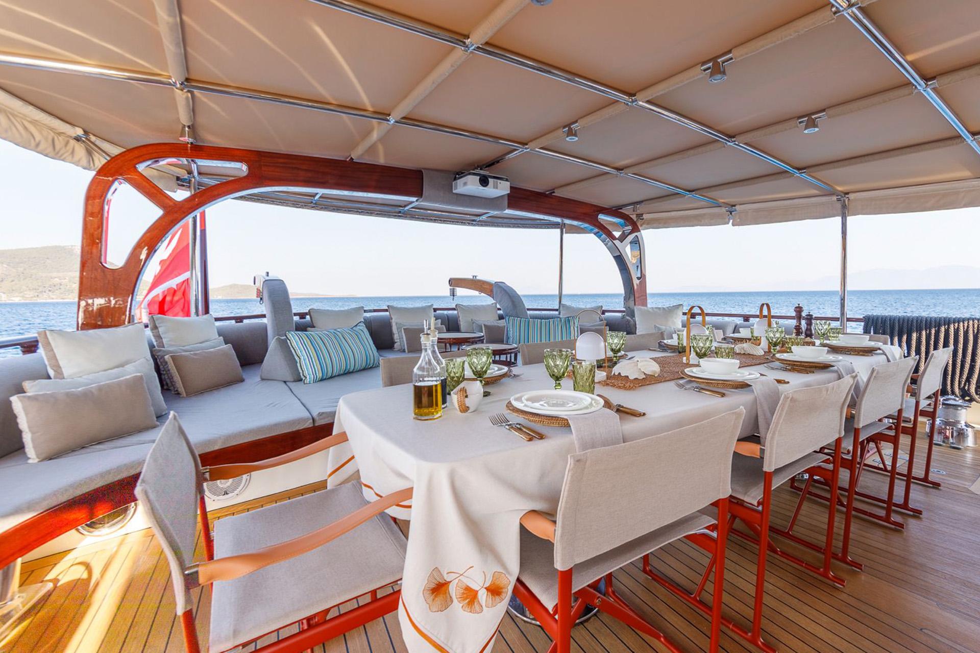 Vay gulet amenities exterior deck in Türkiye