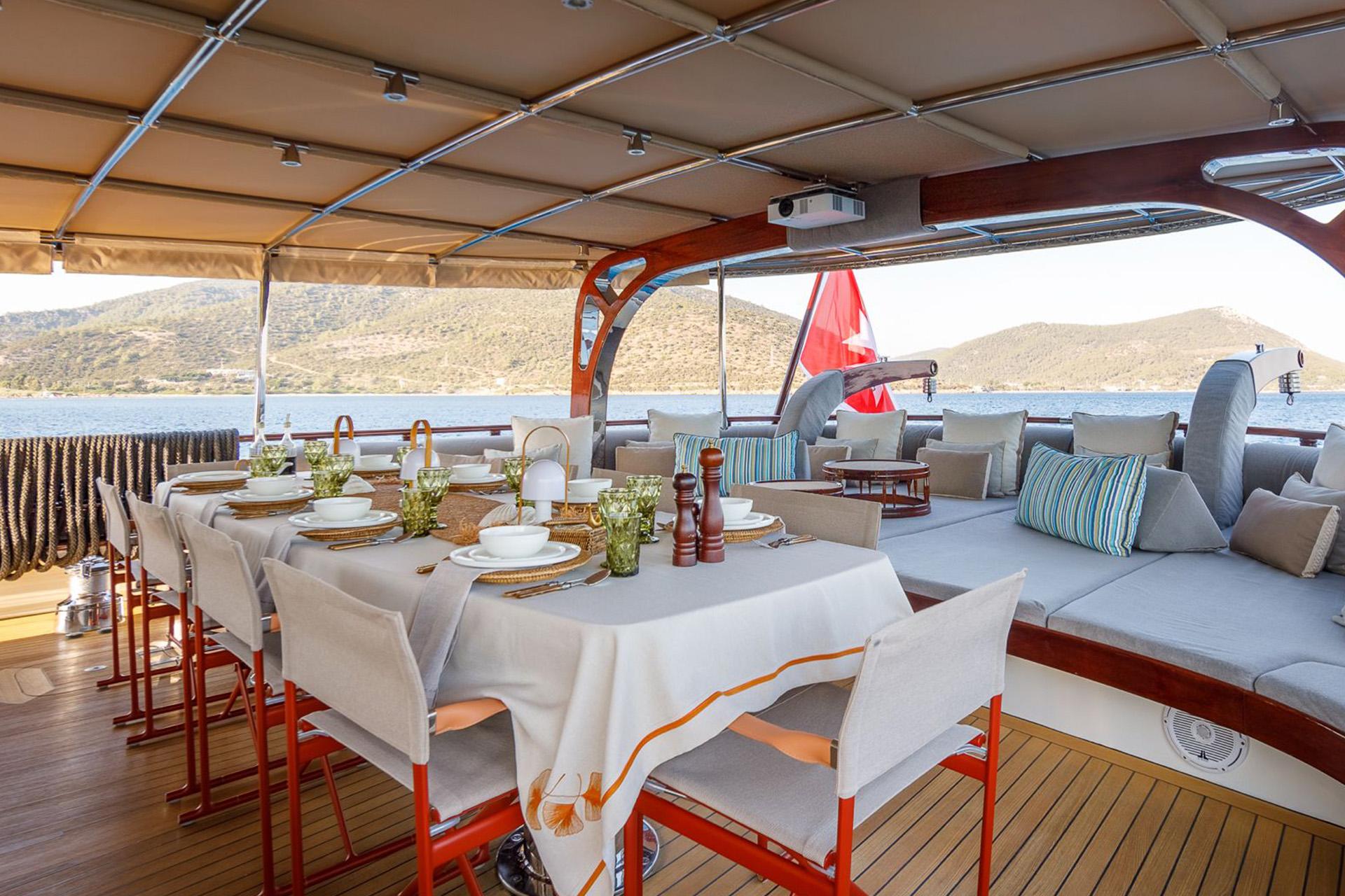 Vay gulet exterior deck in Türkiye